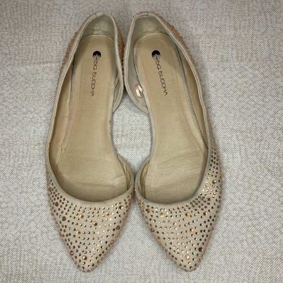 Big Buddha Shoes - Big Buddha Studded Rose Gold Flats Size 9
